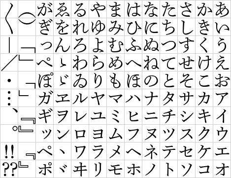 文勇仮名　グリフ見本